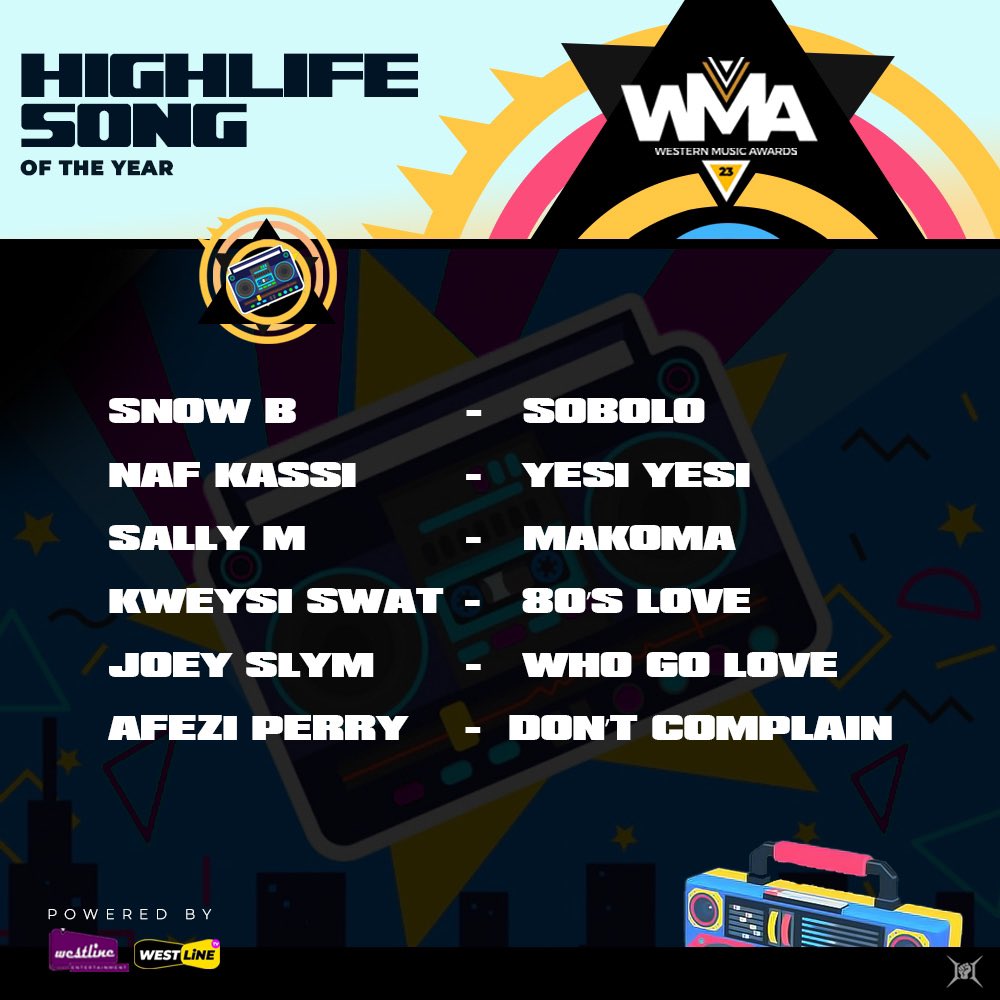 Western Music Awards Highlife Song of the Year Category 